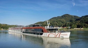 The AmaSofia sporting AmaWaterways' new color and logo.