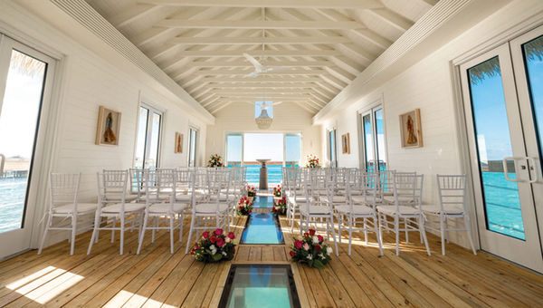 An overwater chapel at the Sandals Royal Bahamian.