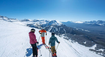 Skiers at Lake Louise Ski Resort in Banff National Park.