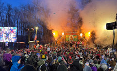 As the moment approached for Punxsutawney Phil to make his prediction, fireworks and confetti cannons exploded. An estimated 30,000 to 40,000 people attended Groundhog Day celebrations. Among them are visitors from 46 different countries.