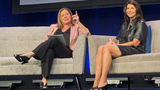 Northstar Travel Group's executive vice president of marketing and partnerships Mary Pat Sullivan, left, and MSC Cruises senior vice president of trade sales Erin Douglas talk about MSC updates at the 2025 CruiseWorld in Fort Lauderdale.
