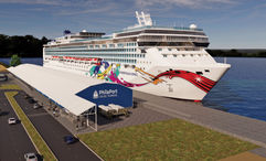 A rendering of the Norwegian Jewel and Philadelphia's new cruise terminal.