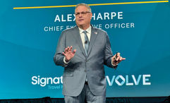 Signature Travel Network CEO Alex Sharpe at Signature's conference in Las Vegas.