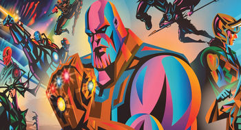 Thanos is featured in this wall art on the Disney Destiny.