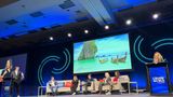 Participants in the Instagrammable moments panel, from left: Danny Genung, Harr Travel; Eddy Mestre, Uniworld; Kendall O’Malley, Backroads; Steve Smotrys, HX Expeditions; Cathy Bennis, Audley Travel; Kelly Hogan, The Travel Corporation; and Cruise Planners franchise owner Susie Flores.