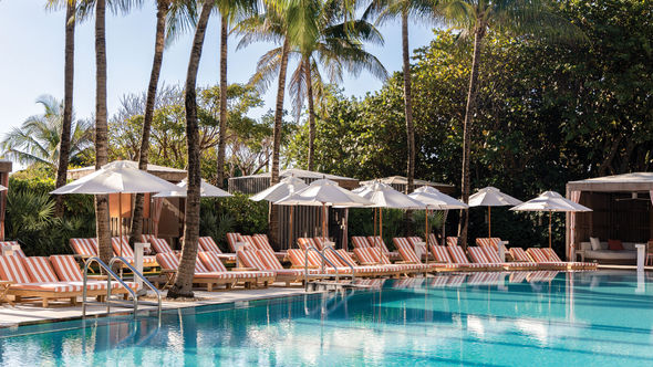 The W South Beach has a massive heated pool and lounge chairs aplenty.